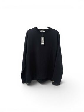 NWT Raf Simons Black Long Sleeve T-Shirt Yellow Script Logo Oversized Designer